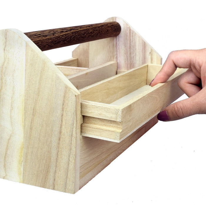 Natural Wood Color Wooden Craft Tool Box