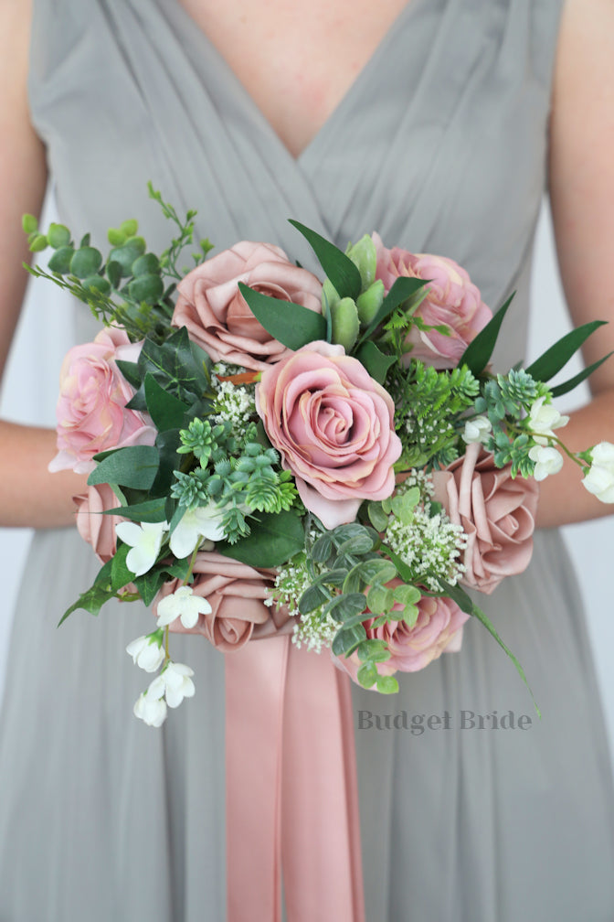 Silk Wedding Bouquet in Dusty Rose and Mauve - $170.00 | Amire Collection
