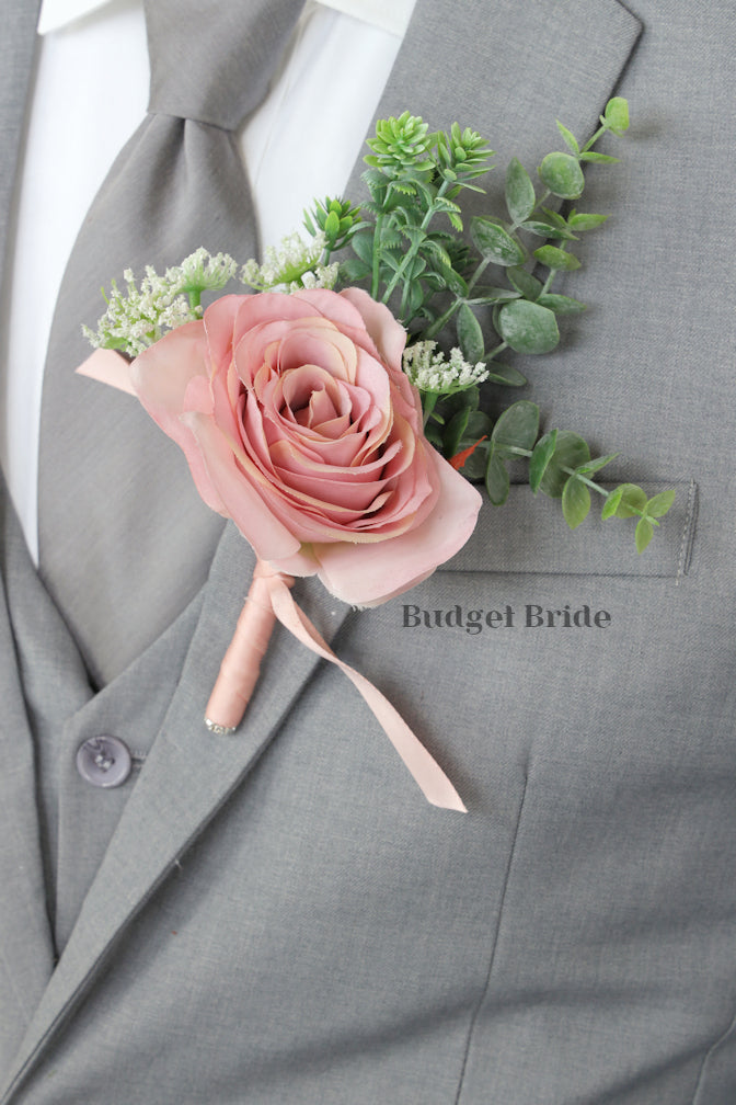 Silk Wedding Bouquet in Dusty Rose and Mauve - $39.50 | Amire Collection