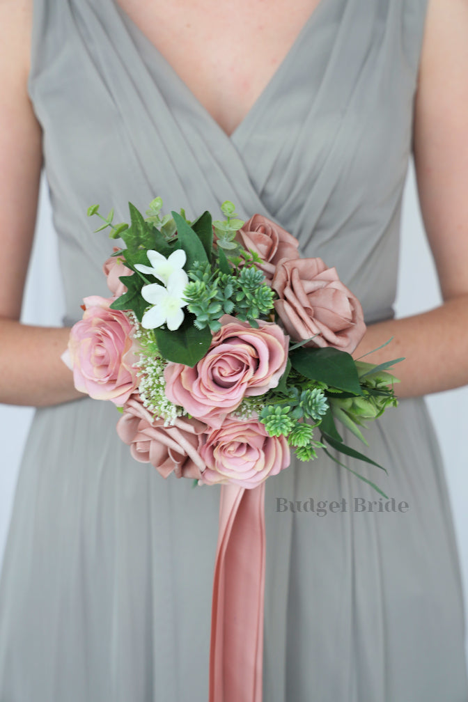 Silk Wedding Bouquet in Dusty Rose and Mauve - $58.50 | Amire Collection
