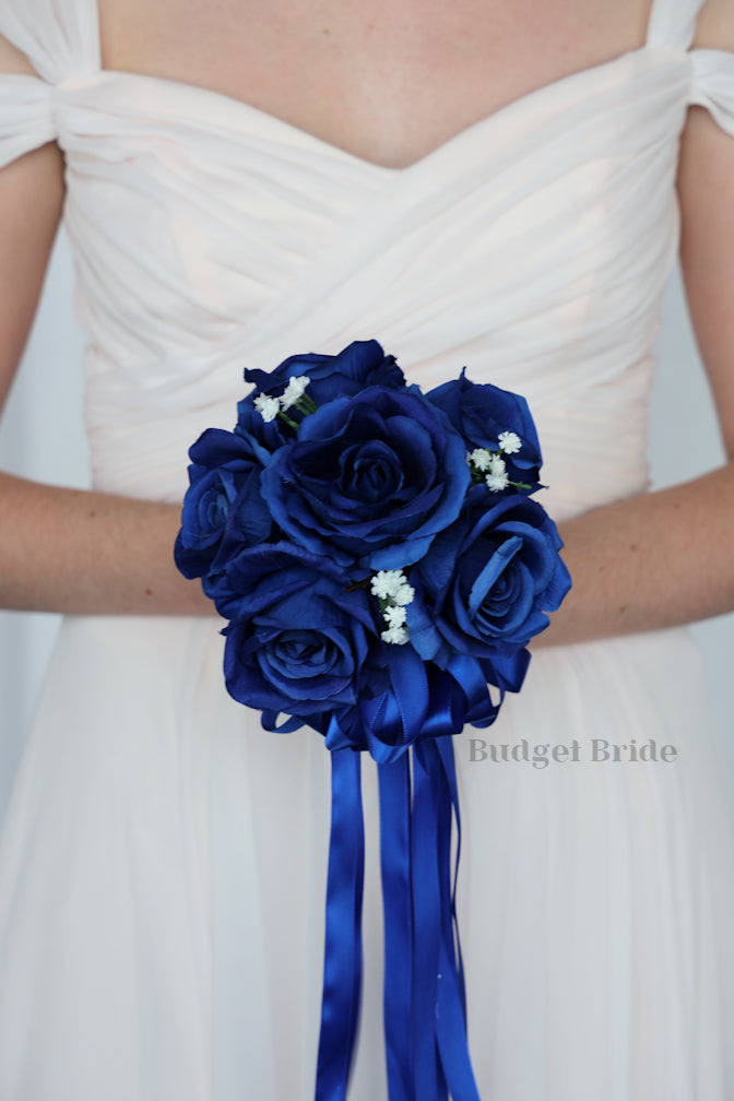 Silk Wedding Bouquet in Royal Blue - $39.50 | Alec Collection