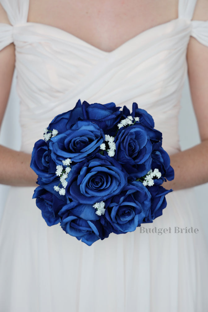 Silk Wedding Bouquet in Royal Blue - $39.50 | Alec Collection