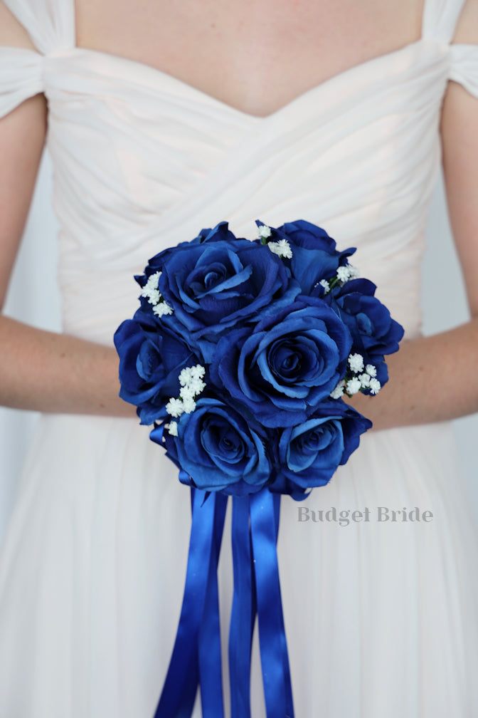 Silk Wedding Bouquet in Royal Blue - $39.50 | Alec Collection