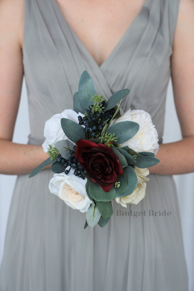 Silk Wedding Bouquet in Wine and Beige - $58.50 | Toni Collection