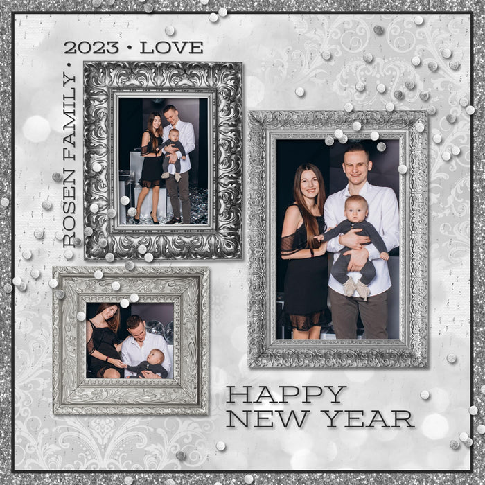 This silver themed digital art collection, Silver Bells Digital Scrapbook Bundle by Lucky Girl Creative, is right on trend and perfect for the holiday season whether for Christmas or the New Year. Silver Bells Digital Scrapbook Kit features a photo-realist style that would appeal to anyone and will make the perfect holiday cards or birthday party, wedding, or anniversary scrapbooking pages. This kit pairs perfectly with the Silver Bells Paper and Frames Digital Scrapbook Kit also available for purchase.