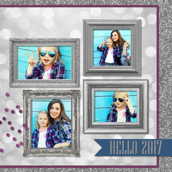 This silver themed digital art collection, Silver Bells Digital Scrapbook Kit by Lucky Girl Creative, is right on trend and perfect for the holiday season whether for Christmas or the New Year. Silver Bells Digital Scrapbook Kit features a photo-realist style that would appeal to anyone and will make the perfect holiday cards or birthday party, wedding, or anniversary scrapbooking pages. This kit pairs perfectly with the Silver Bells Paper and Frames Digital Scrapbook Kit also available for purchase.