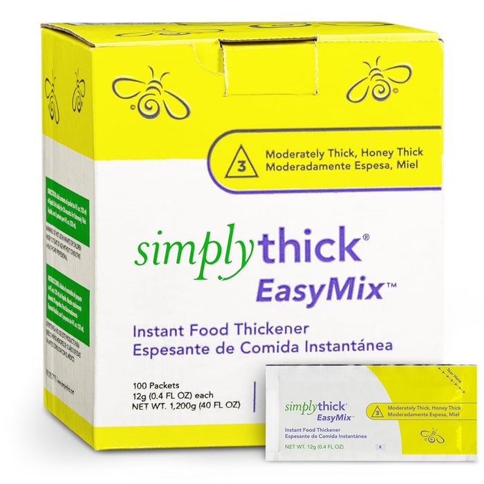SimplyThick EasyMix Instant Food Thickener Packets, Moderately Thick, 12g, 100 Count - STIND100L3-Box - LL Medico