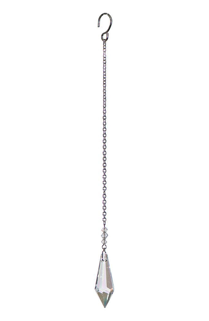 Small Faceted Icicle Crystal Suncatcher  – Aurora Borealis (Iridescent) Finish