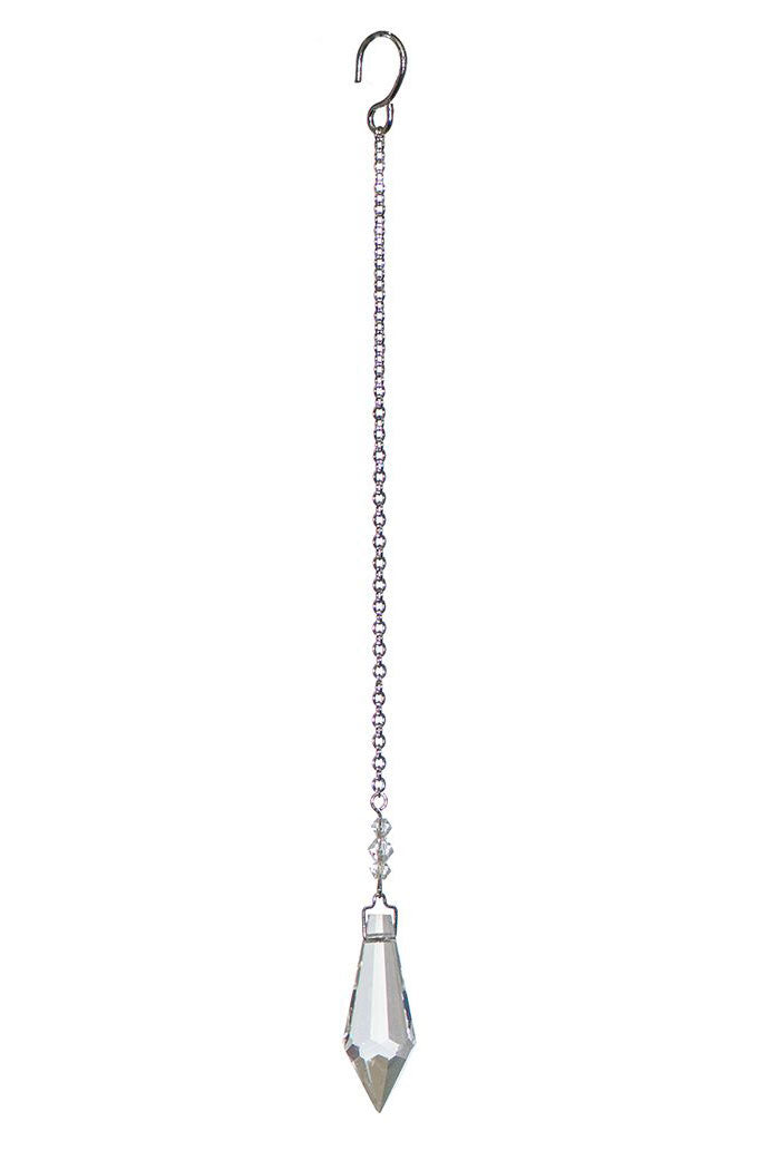 Small Faceted Icicle Crystal Suncatcher  – Clear