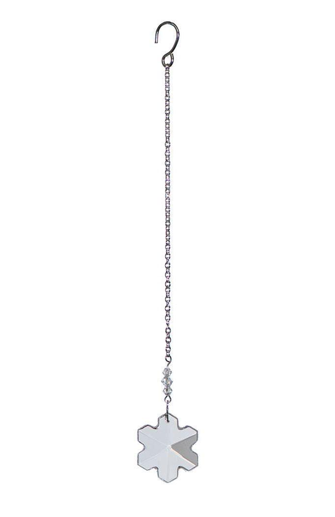 Small Faceted Snowflake Crystal Suncatcher  – Clear