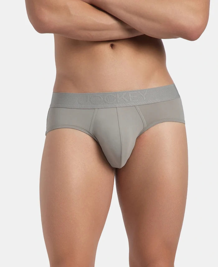 Soft Touch Recycled Microfiber Elastane Stretch Brief with Ultrasoft Waistband - Bright Light Grey
