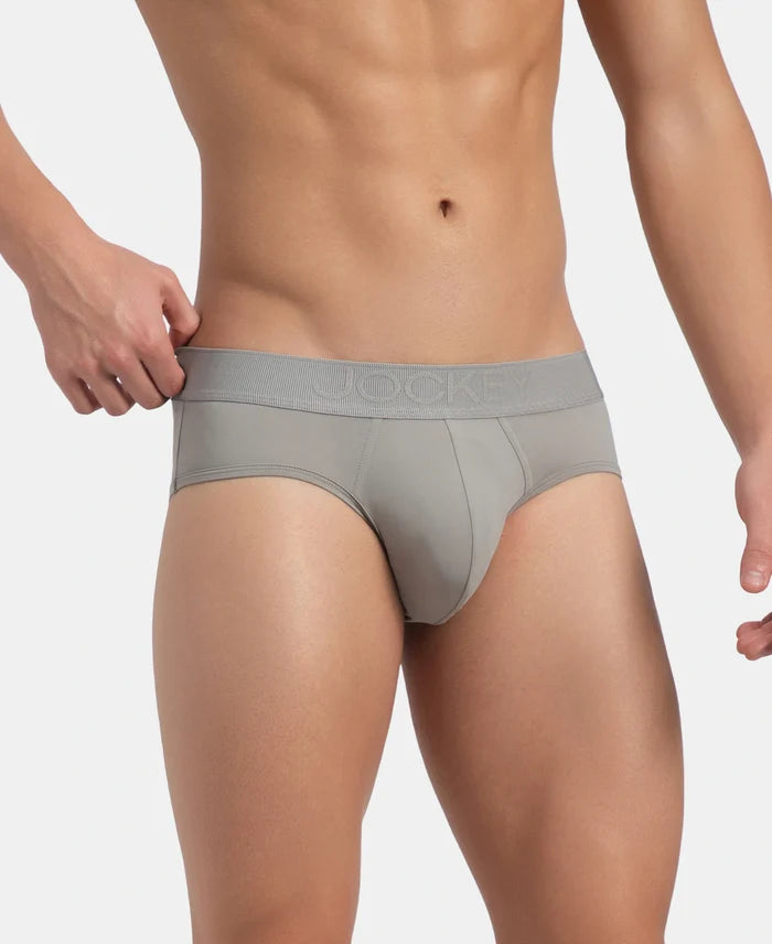 Soft Touch Recycled Microfiber Elastane Stretch Brief with Ultrasoft Waistband - Bright Light Grey