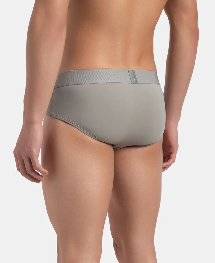 Soft Touch Recycled Microfiber Elastane Stretch Brief with Ultrasoft Waistband - Bright Light Grey