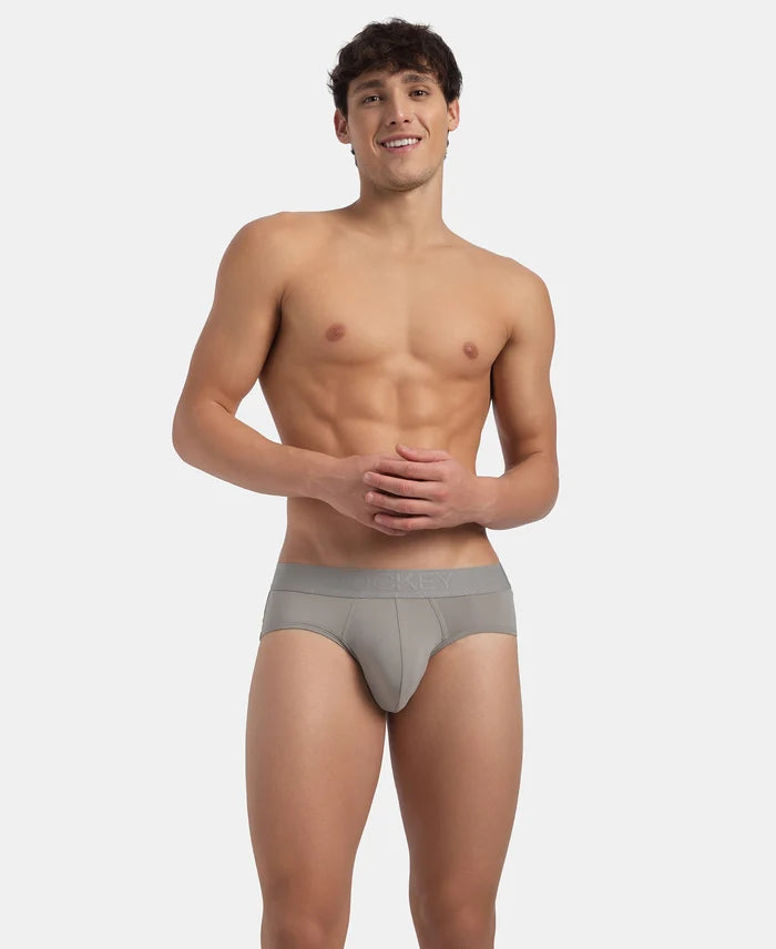 Soft Touch Recycled Microfiber Elastane Stretch Brief with Ultrasoft Waistband - Bright Light Grey