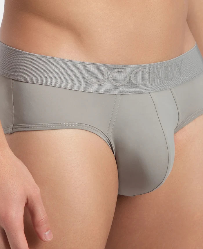 Soft Touch Recycled Microfiber Elastane Stretch Brief with Ultrasoft Waistband - Bright Light Grey