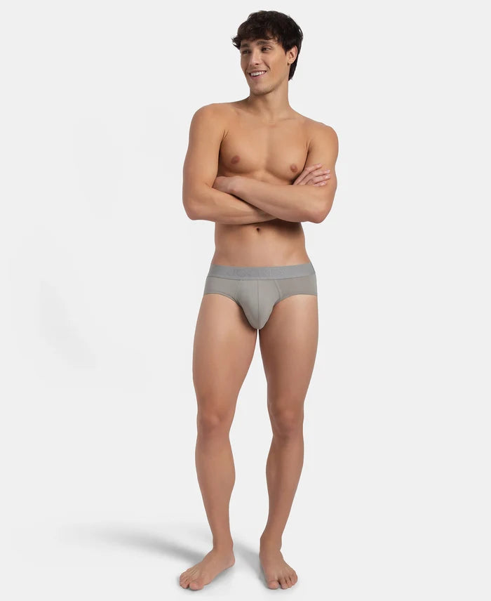Soft Touch Recycled Microfiber Elastane Stretch Brief with Ultrasoft Waistband - Bright Light Grey