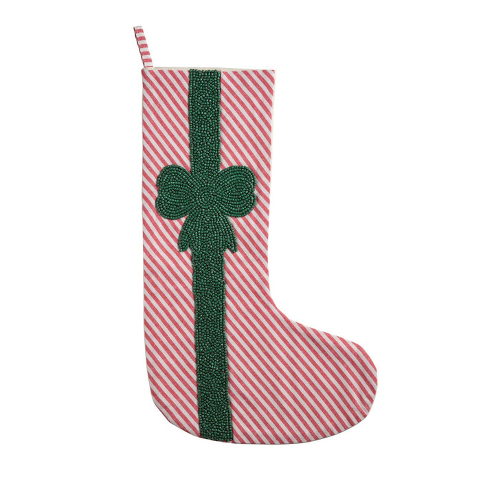 Stripe Beaded Stocking