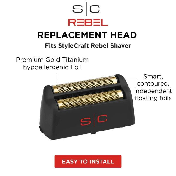 Stylecraft Replacement Rebel Men’s Shaver Gold Titanium Foil Head