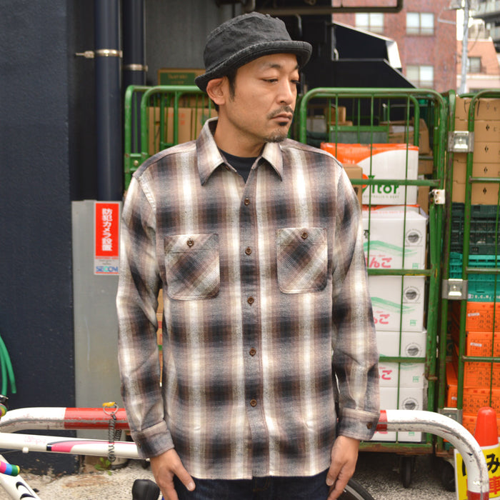SUGAR CANE "SC29561" TWILL CHECK L/S WORK SHIRT