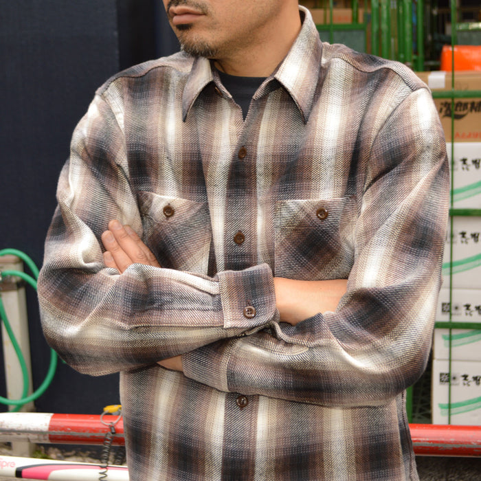 SUGAR CANE "SC29561" TWILL CHECK L/S WORK SHIRT