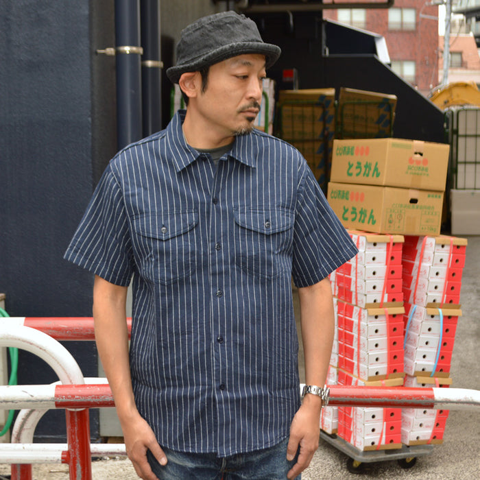 SUGAR CANE "SC38699" COKE STRIPE S/S WORK SHIRT