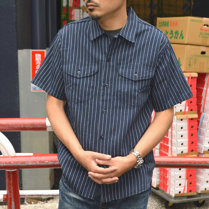 SUGAR CANE "SC38699" COKE STRIPE S/S WORK SHIRT