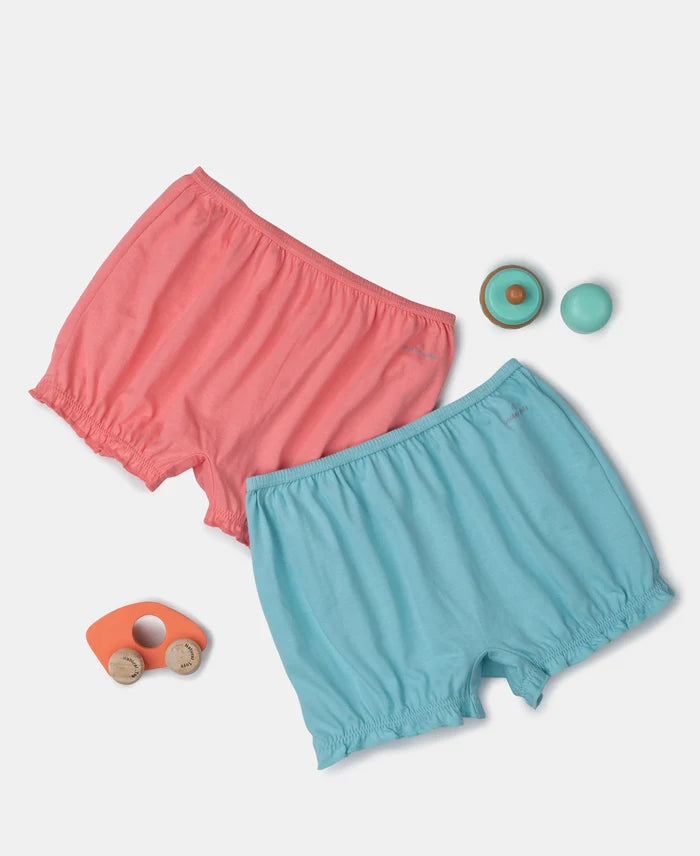 Super Combed Cotton Bloomers with Ultrasoft Waistband - Salmon Rose & Angel Blue (Pack of 2)