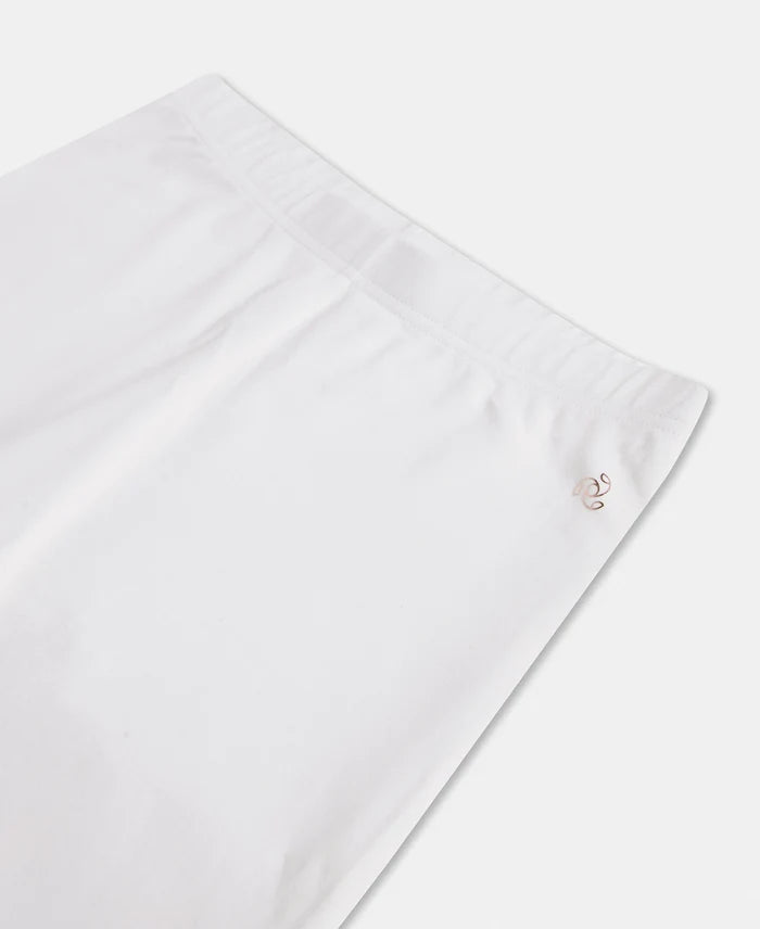 Super Combed Cotton Elastane Stretch Leggings with Ultrasoft Waistband - White