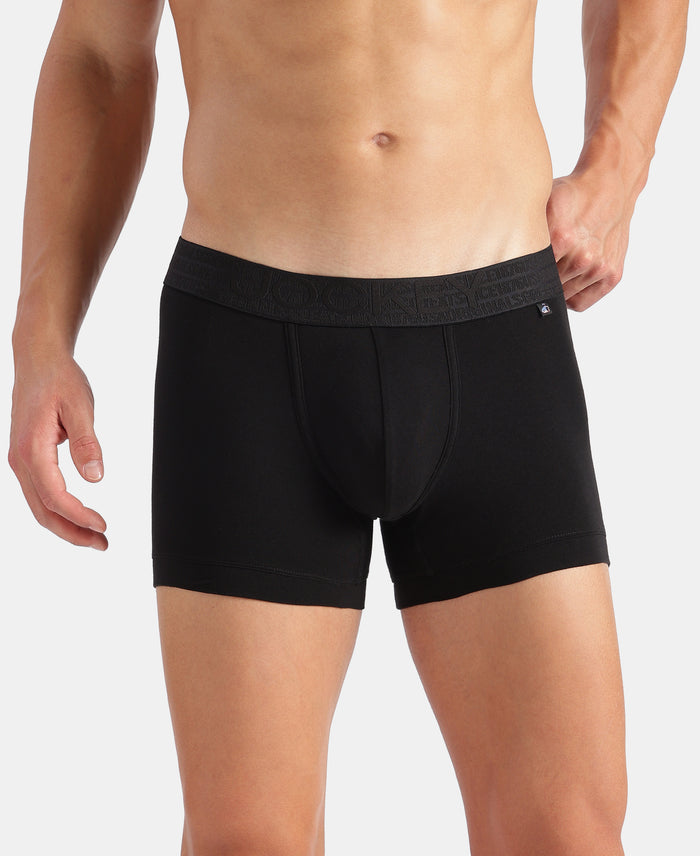 Super Combed Cotton Elastane Stretch Solid Trunk with Ultrasoft Waistband - Black