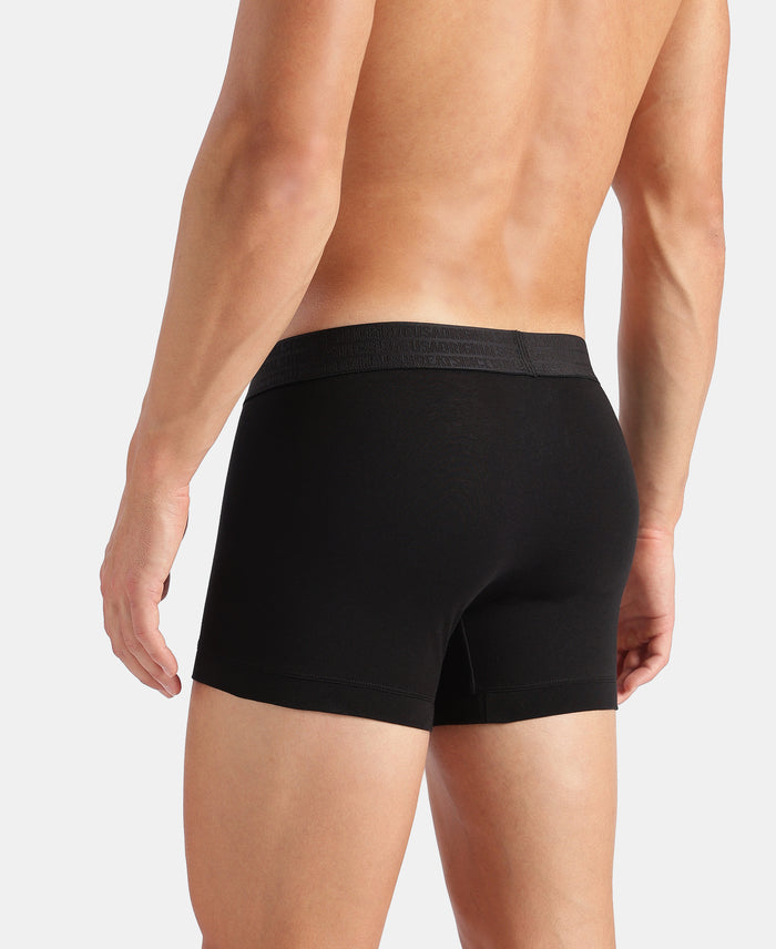 Super Combed Cotton Elastane Stretch Solid Trunk with Ultrasoft Waistband - Black