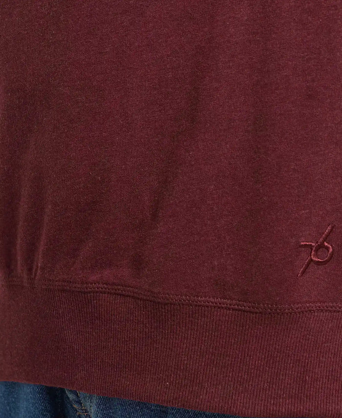 Super Combed Cotton French Terry Solid Sweatshirt with Ribbed Cuffs - Burgundy-7