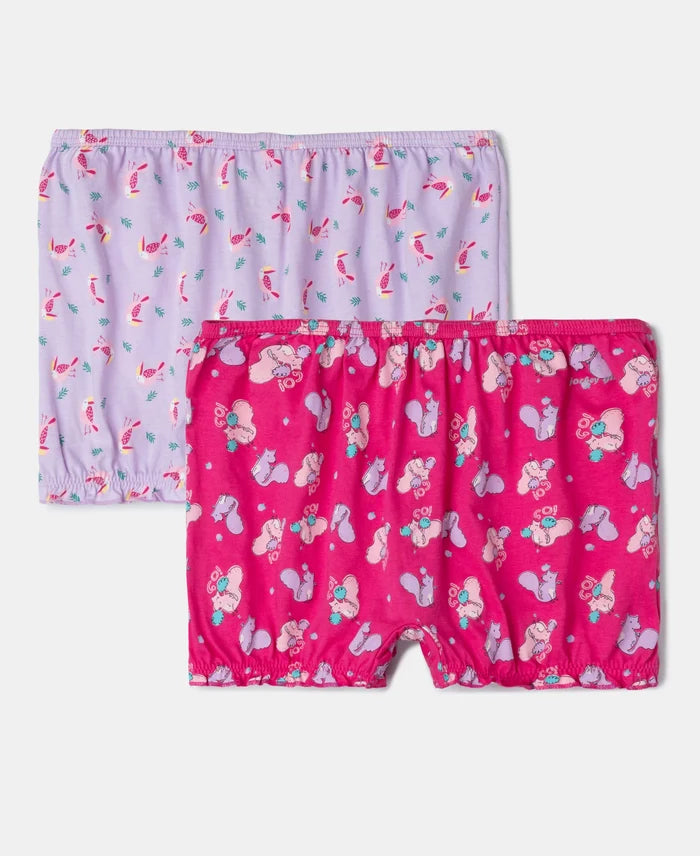 Super Combed Cotton Printed Bloomers with Ultrasoft Waistband - Beetroot Pink & Lavendula (Pack of 2)