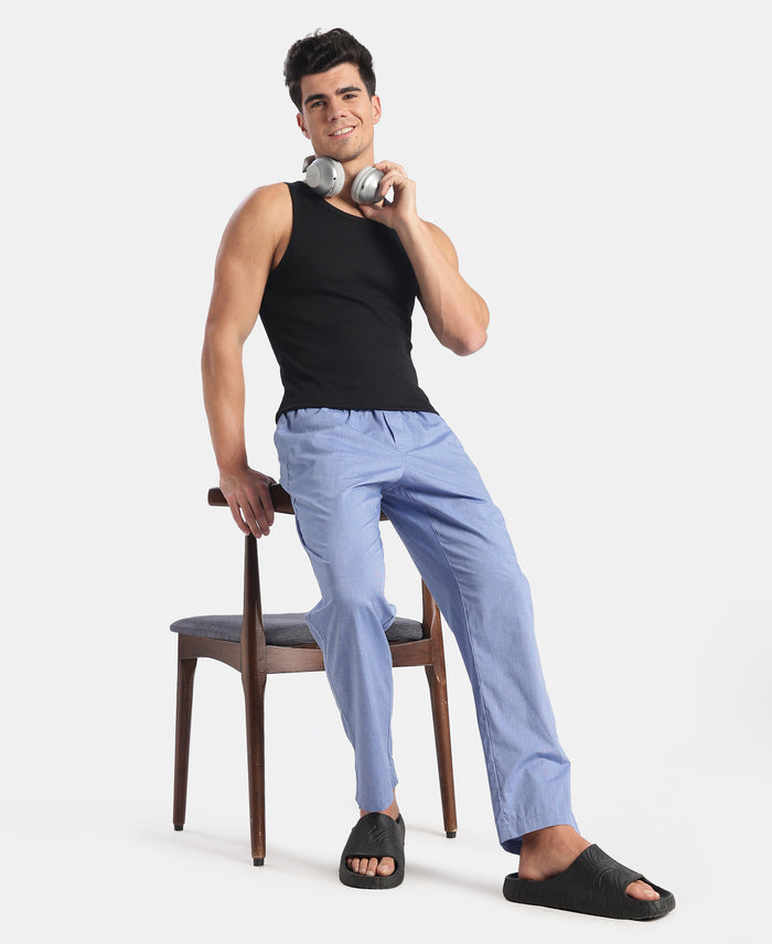 Super Combed Cotton Relaxed Fit Pyjama with Side Pockets - Blue Chambray