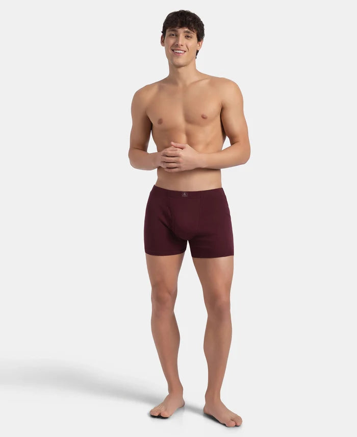 Super Combed Cotton Rib Solid Boxer Brief with Ultrasoft and Durable Waistband - Port Royale