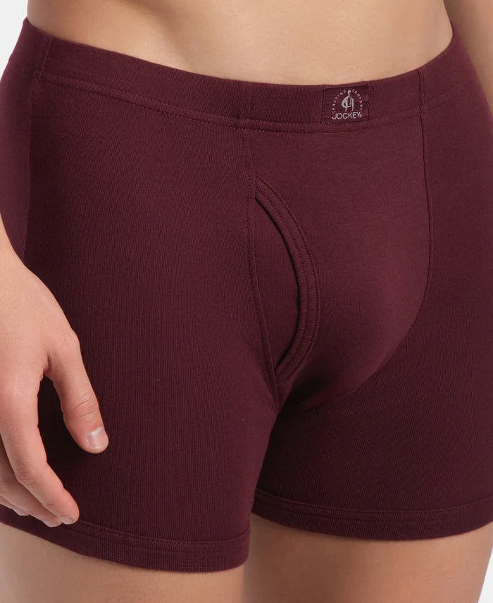 Super Combed Cotton Rib Solid Boxer Brief with Ultrasoft and Durable Waistband - Port Royale