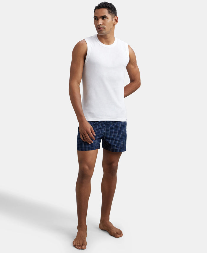 Super Combed Cotton Rib Solid Round Neck Muscle Vest - White-6