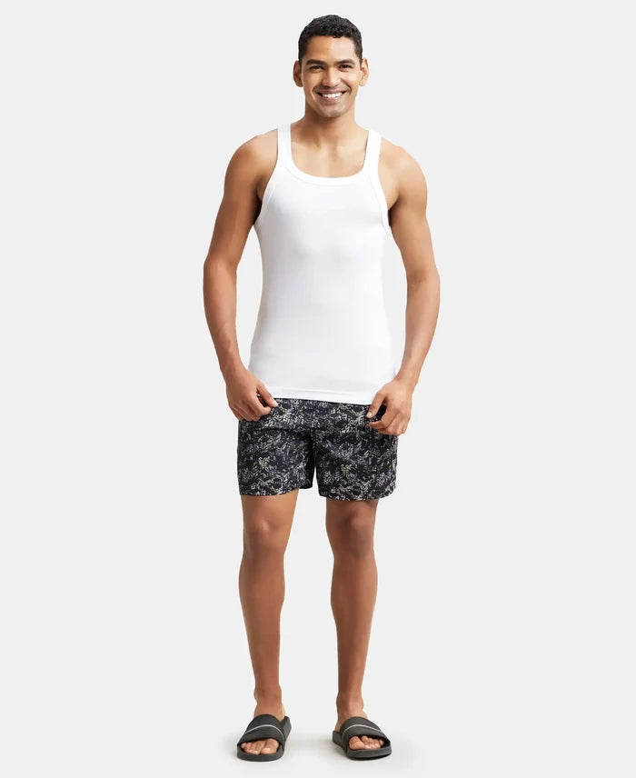 Super Combed Cotton Rib Square Neck Gym Vest - White-4