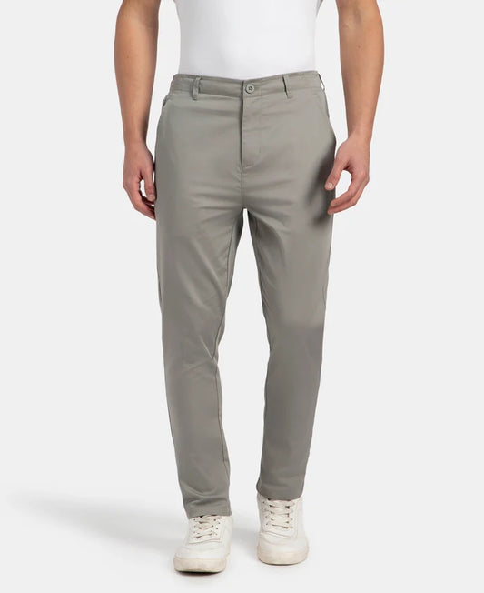 Super Combed Cotton Rich Elastane Stretch Woven Fabric Slim Fit All Day Pants - Moon Mist