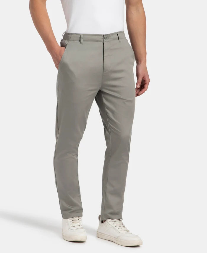 Super Combed Cotton Rich Elastane Stretch Woven Fabric Slim Fit All Day Pants - Moon Mist