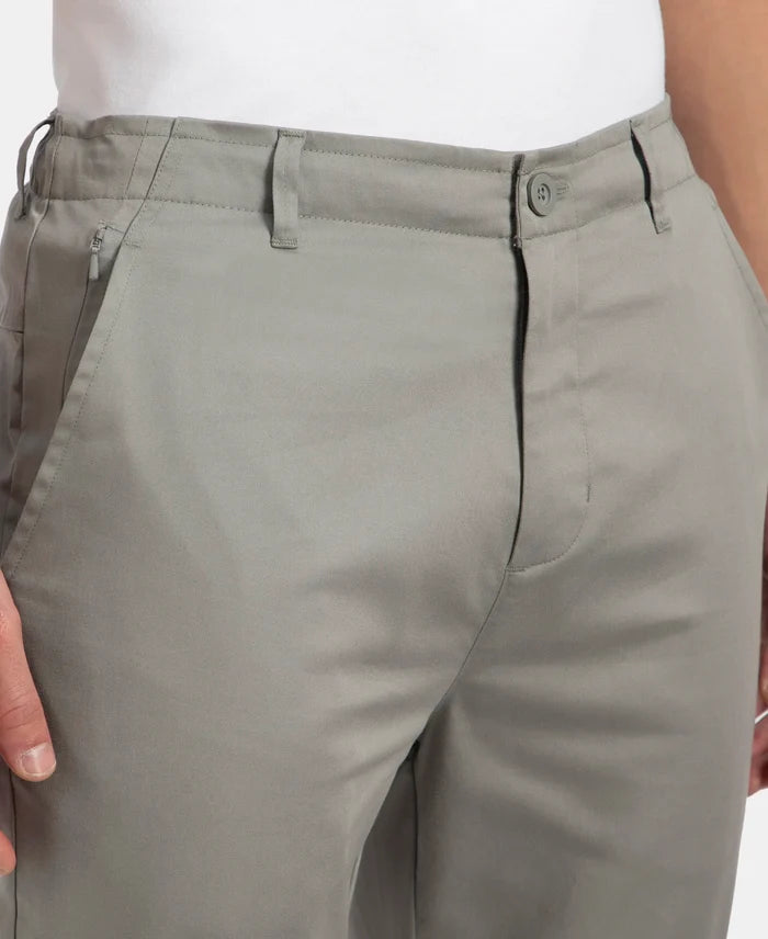 Super Combed Cotton Rich Elastane Stretch Woven Fabric Slim Fit All Day Pants - Moon Mist