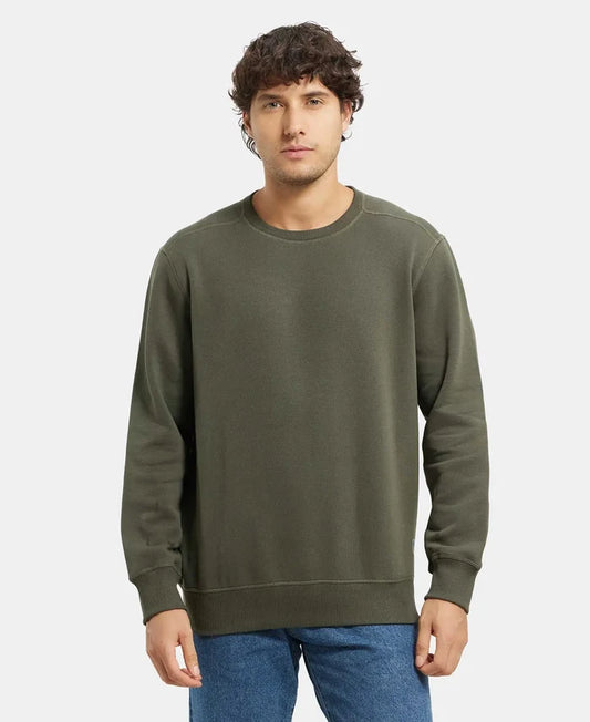 Super Combed Cotton Rich Fleece Sweatshirt with StayWarm Technology - Deep Olive-1