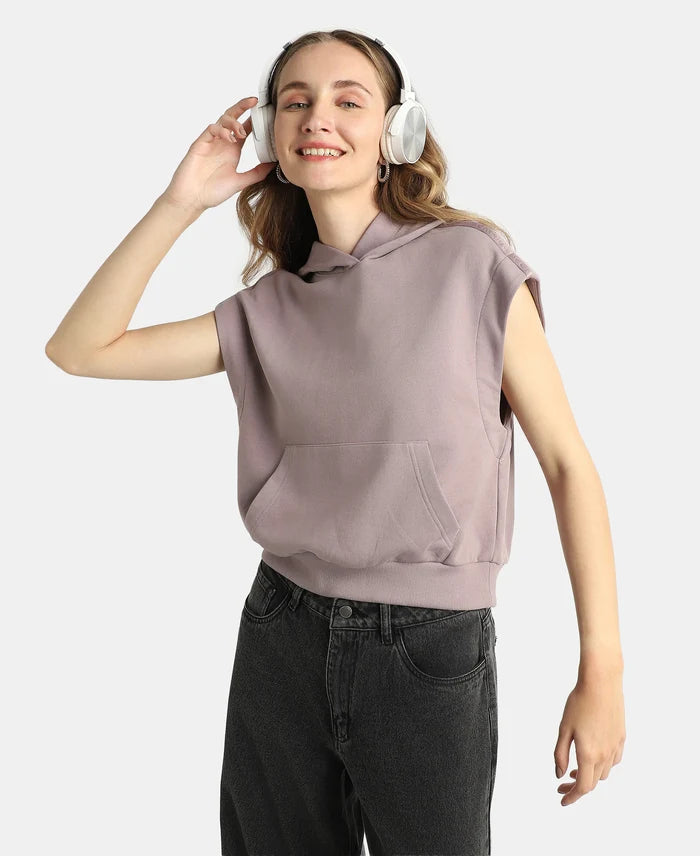 Super Combed Cotton Rich French Terry Oversized Sleeves Hoodie - Quail