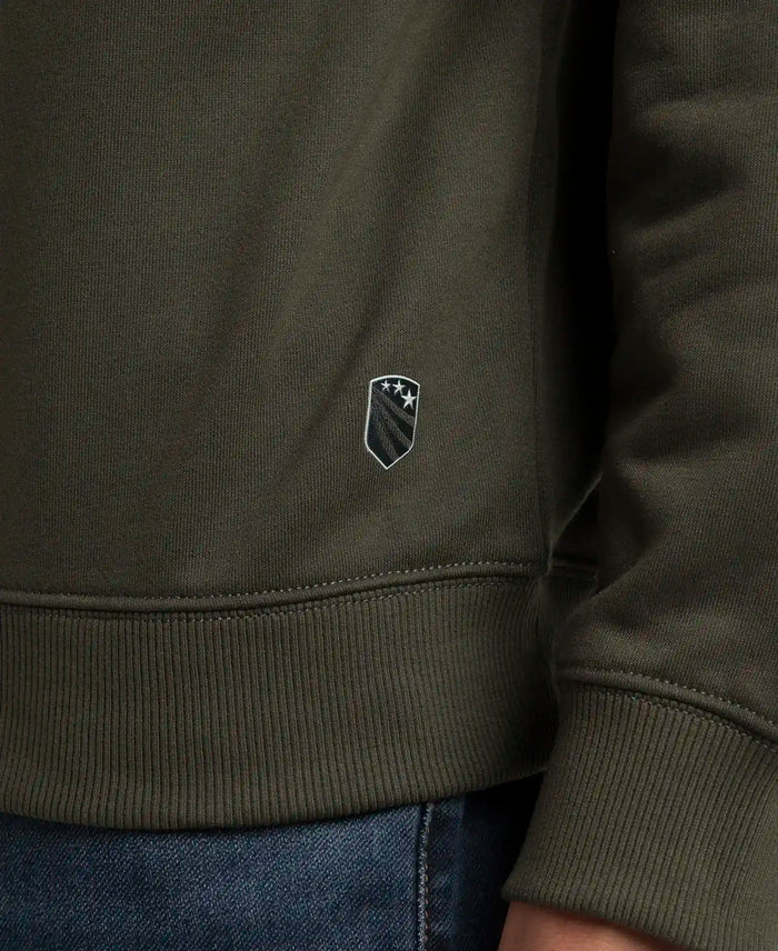 Super Combed Cotton Rich French Terry Printed Sweatshirt with Ribbed Cuffs - Deep Olive