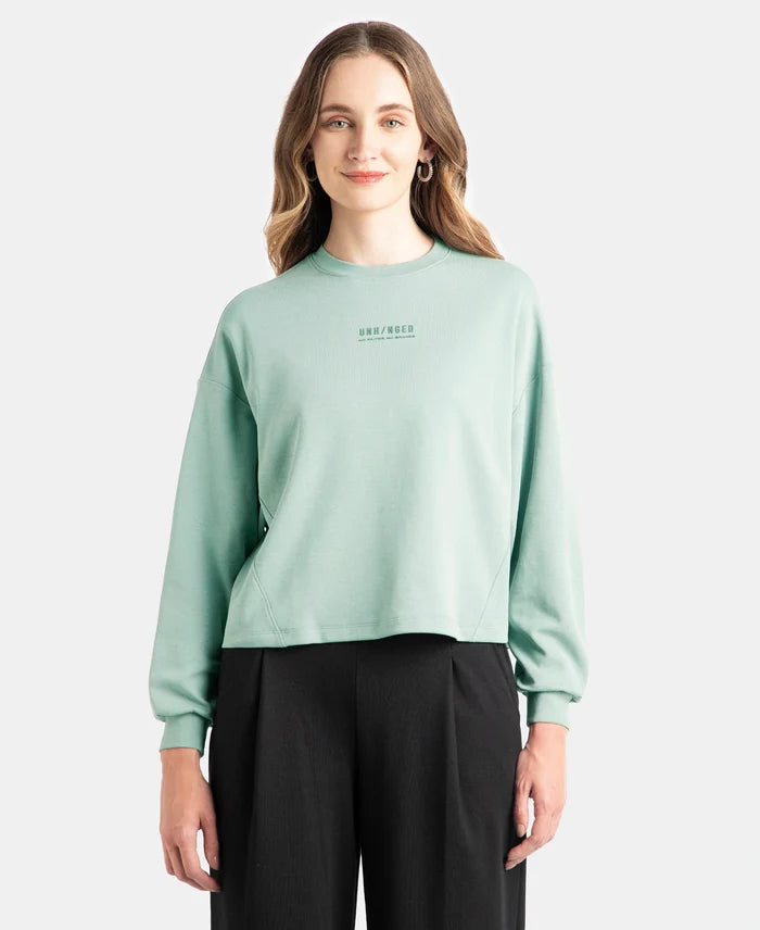 Super Combed Cotton Rich Oversized Printed Full Sleeve T-Shirt - Abyss