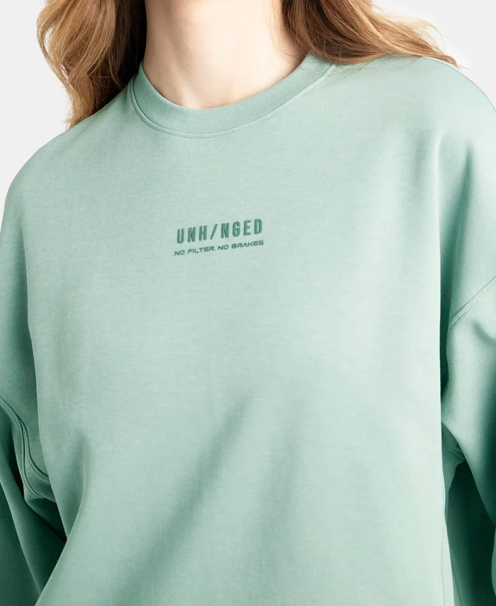 Super Combed Cotton Rich Oversized Printed Full Sleeve T-Shirt - Abyss