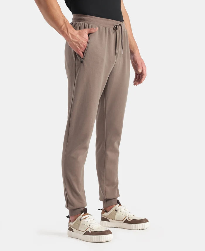 Super Combed Cotton Rich Pique Slim Fit Jogger with Zipper Pockets - Dark Khaki