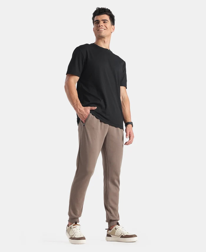 Super Combed Cotton Rich Pique Slim Fit Jogger with Zipper Pockets - Dark Khaki