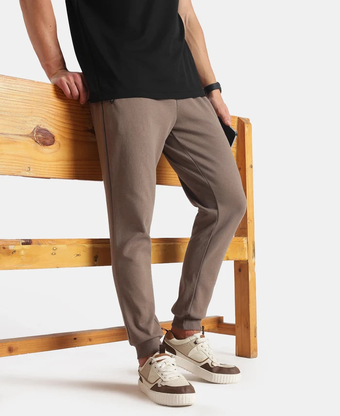 Super Combed Cotton Rich Pique Slim Fit Jogger with Zipper Pockets - Dark Khaki