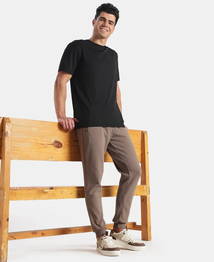 Super Combed Cotton Rich Pique Slim Fit Jogger with Zipper Pockets - Dark Khaki