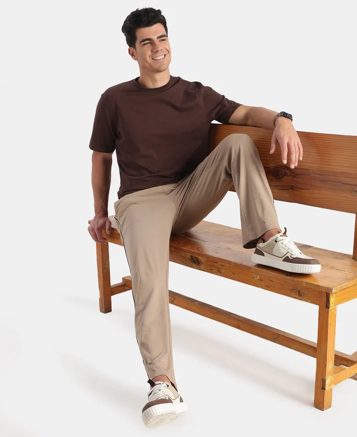 Super Combed Cotton Rich Regular Fit Trackpant with Side Pockets - Desert Taupe